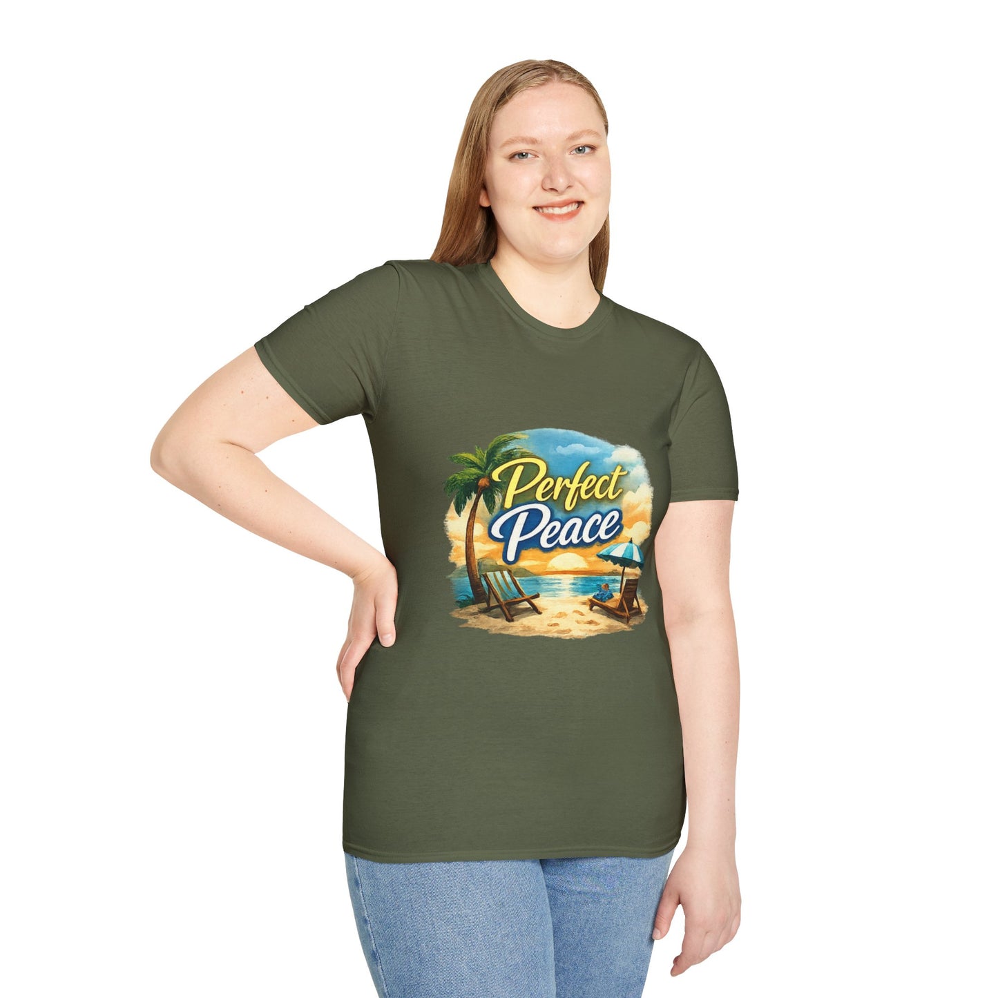 Perfect Peace Beach T-Shirt — Tropical Palm Sunset Graphic Tee