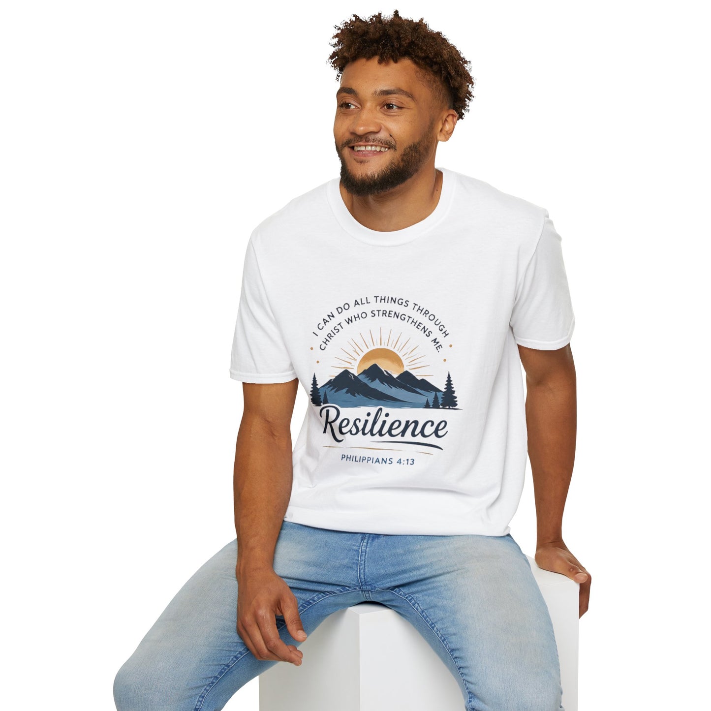Resilience Mountain T‑Shirt — "I Can Do All Things Through Christ" Inspirational Christian Tee