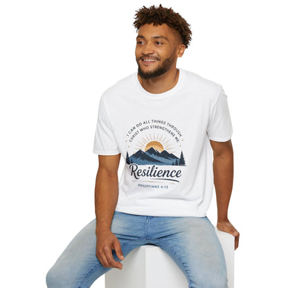 Resilience Mountain T‑Shirt — "I Can Do All Things Through Christ" Inspirational Christian Tee