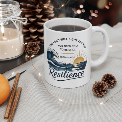Resilience Ocean Ceramic Mug — Inspirational Sunrise & Wave 11oz/15oz