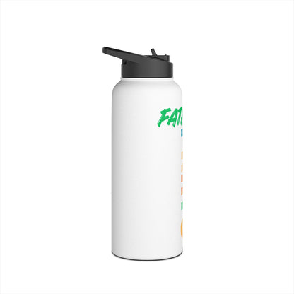 Water Bottle — "Father Prays" Colorful Vertical Faith Design