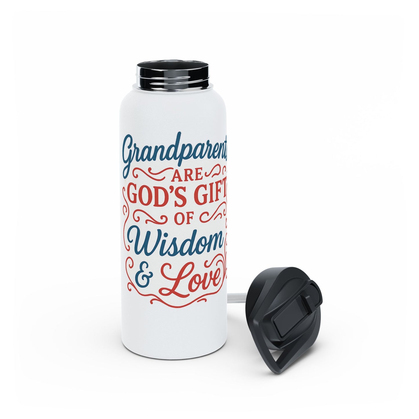 Grandparents Are God’s Gift Stainless Steel Water Bottle — Inspirational Faith Quote