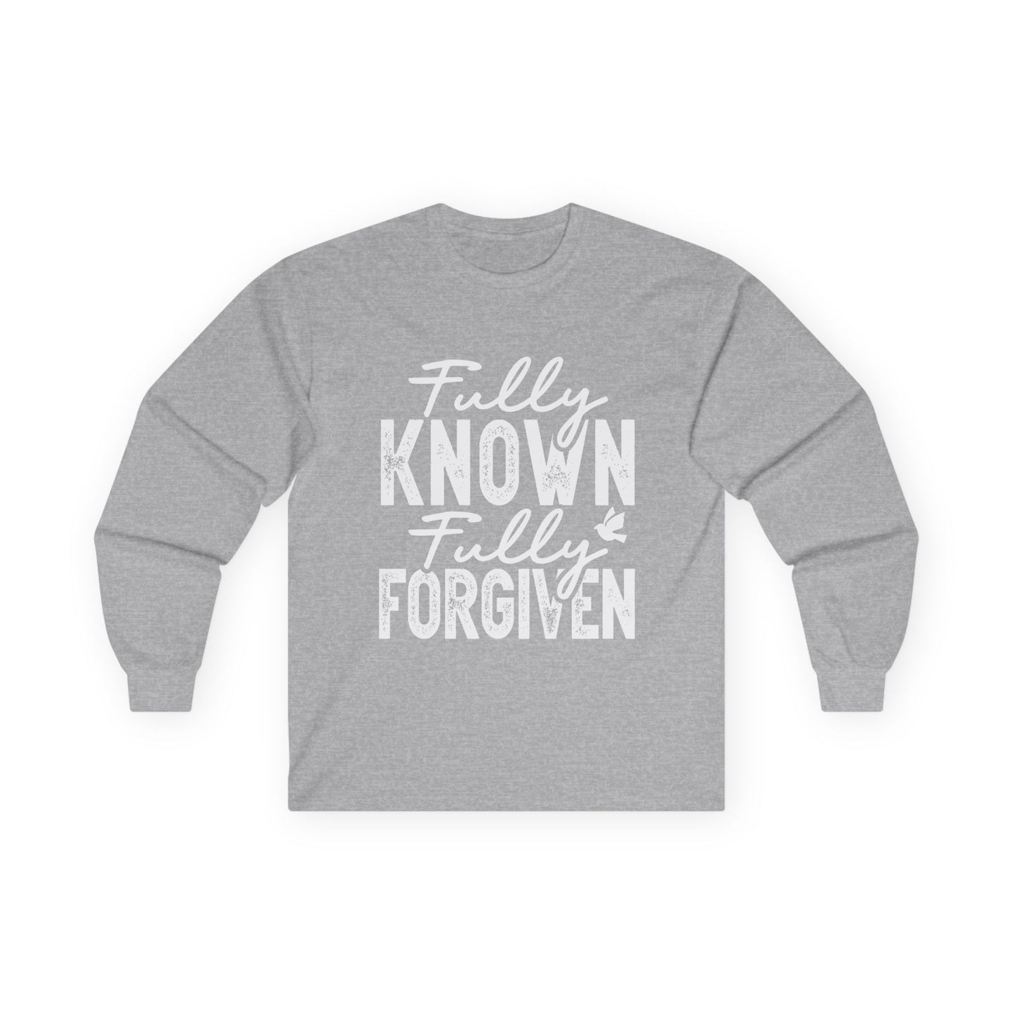 Fully Known Fully Forgiven Long Sleeve Tee - Unisex Cotton Shirt for Faith & Comfort