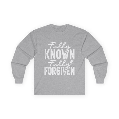 Fully Known Fully Forgiven Long Sleeve Tee - Unisex Cotton Shirt for Faith & Comfort