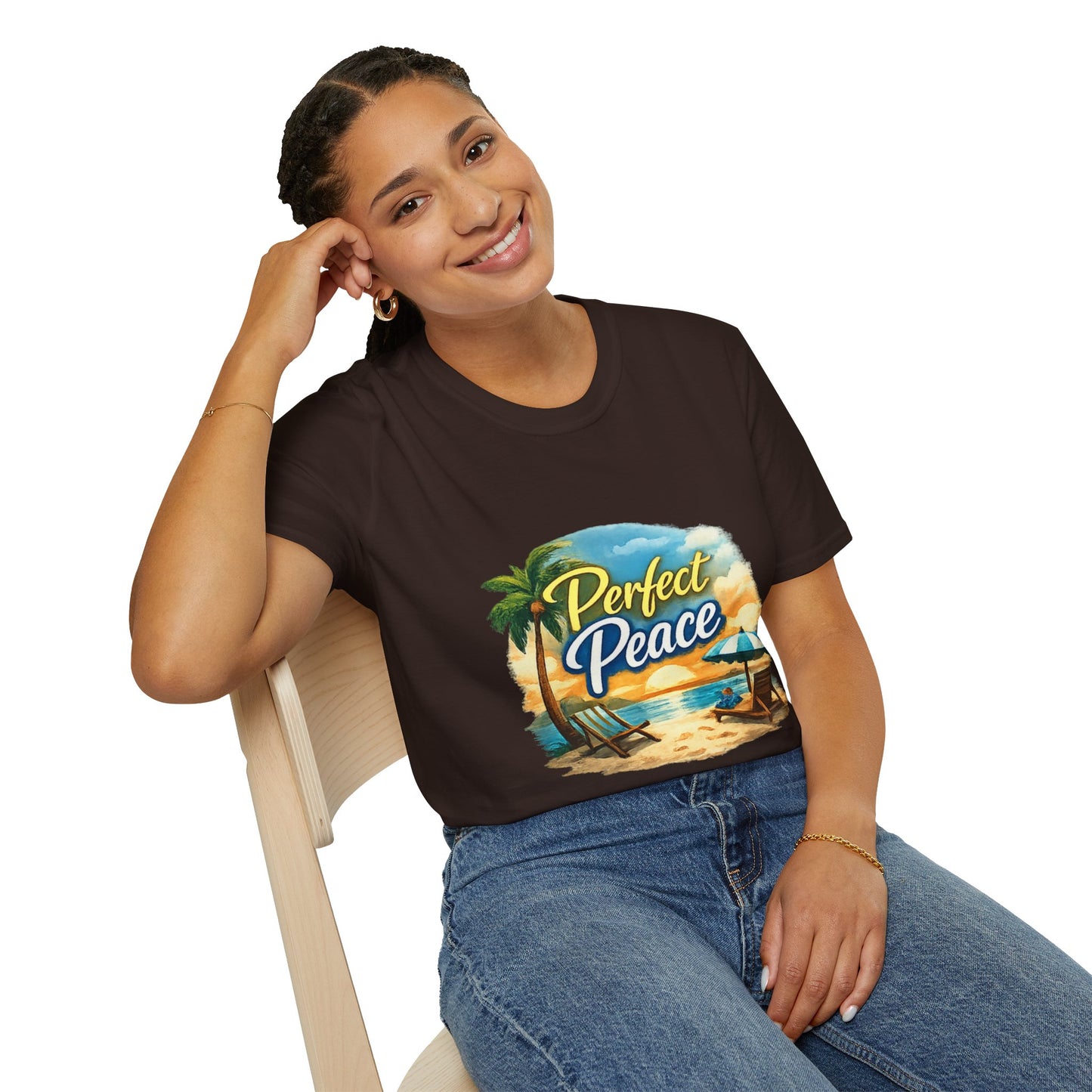 Perfect Peace Beach T-Shirt — Tropical Palm Sunset Graphic Tee