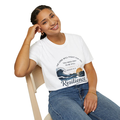 Resilience T-Shirt — "The Lord Will Fight for You" Exodus 14:14 Christian Tee