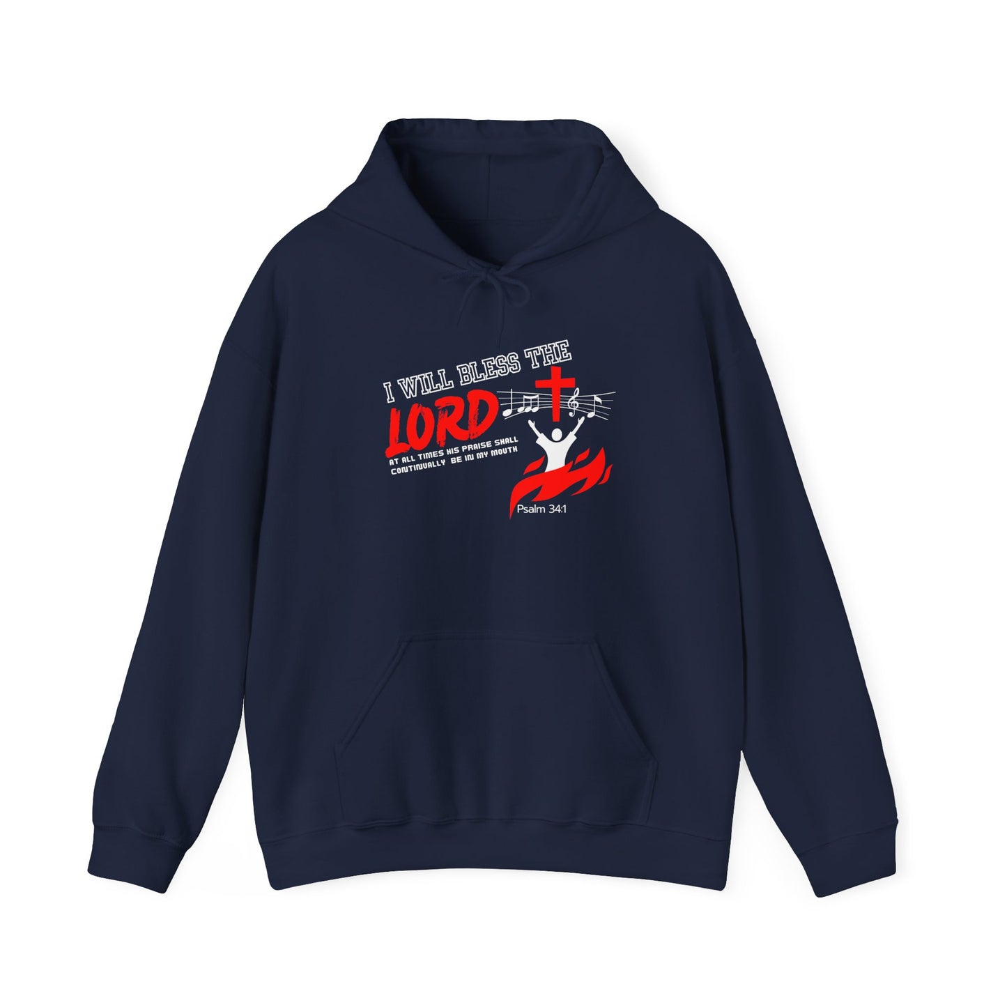 Faith-Inspired Hooded Sweatshirt - "I Will Bless The Lord" Design