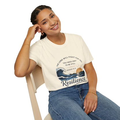 Resilience T-Shirt — "The Lord Will Fight for You" Exodus 14:14 Christian Tee