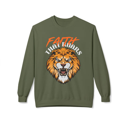 Lion Graphic Sweatshirt — "Faith That Roars" Bold Christian Crewneck