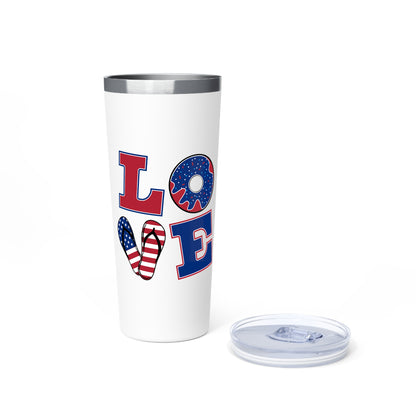 Patriotic Love Tumbler | 22oz Copper Insulated | Perfect Gift for Independence Day, BBQs, Summer Parties, Family Gatherings, and More