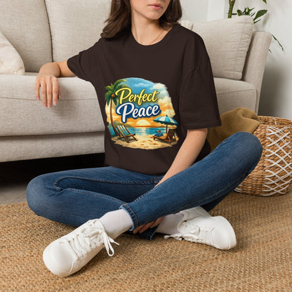Perfect Peace Beach T-Shirt — Tropical Palm Sunset Graphic Tee