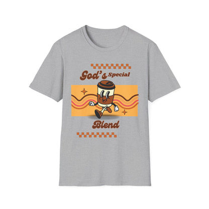 God's Special Blend Unisex Softstyle T-Shirt, Retro Coffee Tee, Fun Gift for Baristas, Casual Wear, Ideal for Birthdays