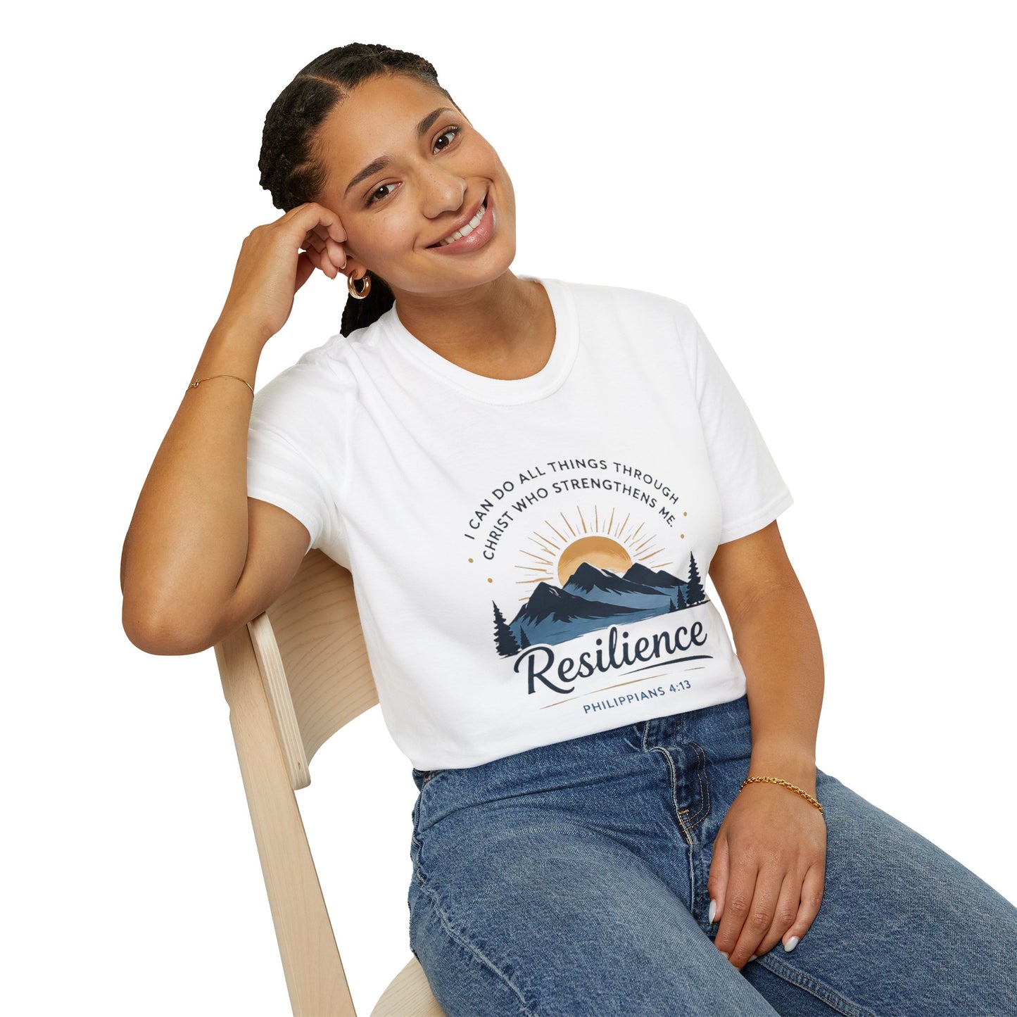 Resilience Mountain T‑Shirt — "I Can Do All Things Through Christ" Inspirational Christian Tee