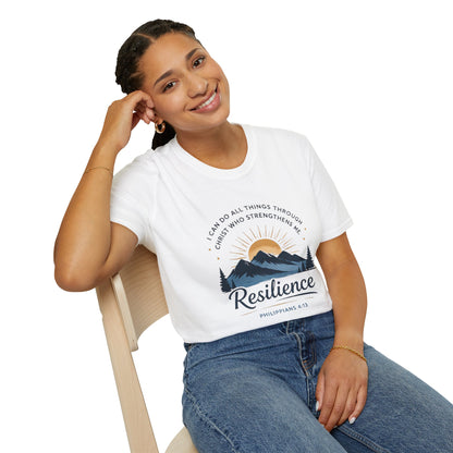 Resilience Mountain T‑Shirt — "I Can Do All Things Through Christ" Inspirational Christian Tee