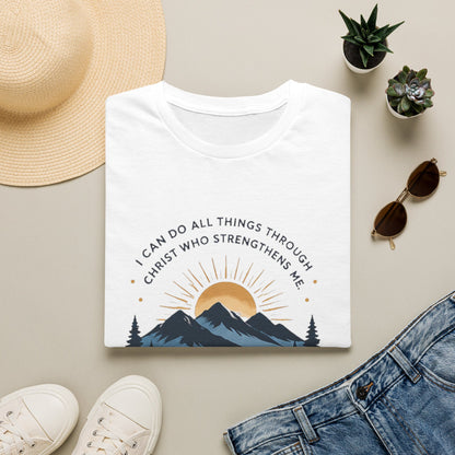 Resilience Mountain T‑Shirt — "I Can Do All Things Through Christ" Inspirational Christian Tee