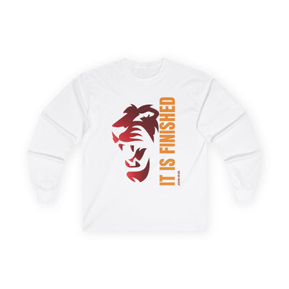 Inspirational Lion Long Sleeve Tee - "It Is Finished"