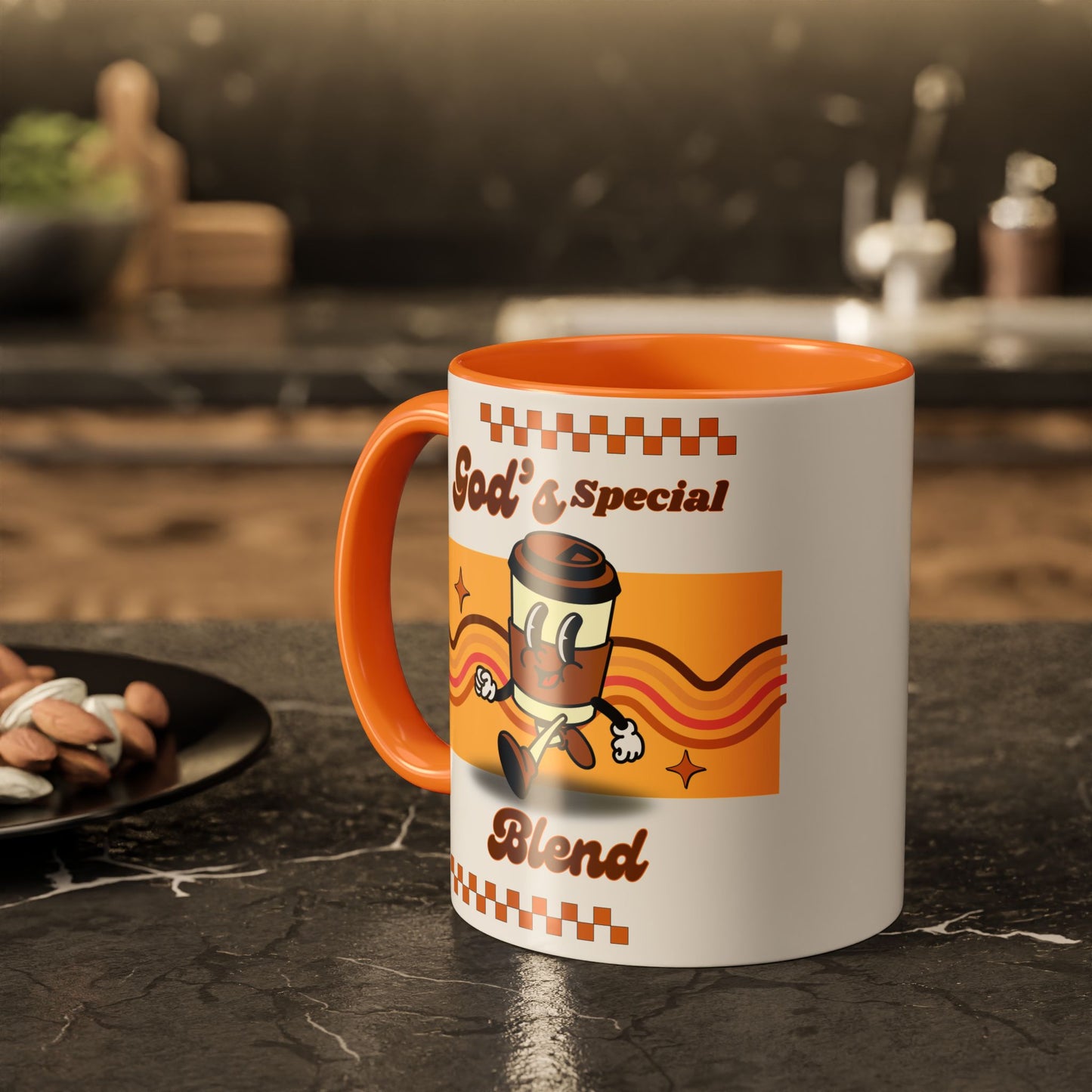 Colorful Coffee Mug with God's Special Blend Design, Unique Gift for Coffee Lovers, Fun Kitchenware, Retro Style Mug, Creative Collectible