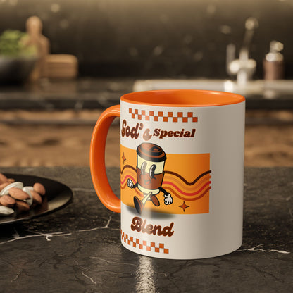 Colorful Coffee Mug with God's Special Blend Design, Unique Gift for Coffee Lovers, Fun Kitchenware, Retro Style Mug, Creative Collectible