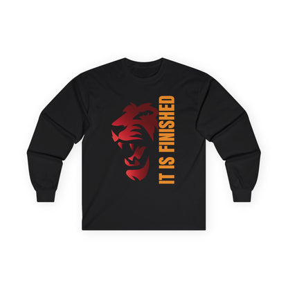 Inspirational Lion Long Sleeve Tee - "It Is Finished"