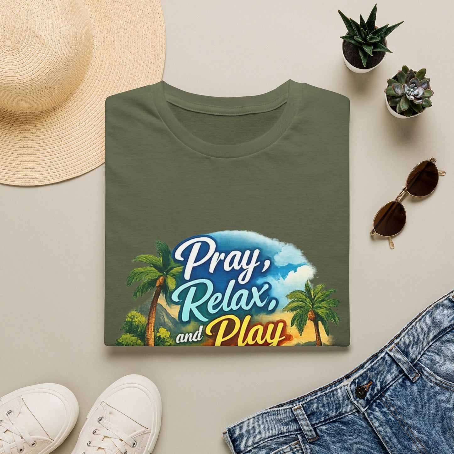 Pray, Relax & Play Beach T-Shirt