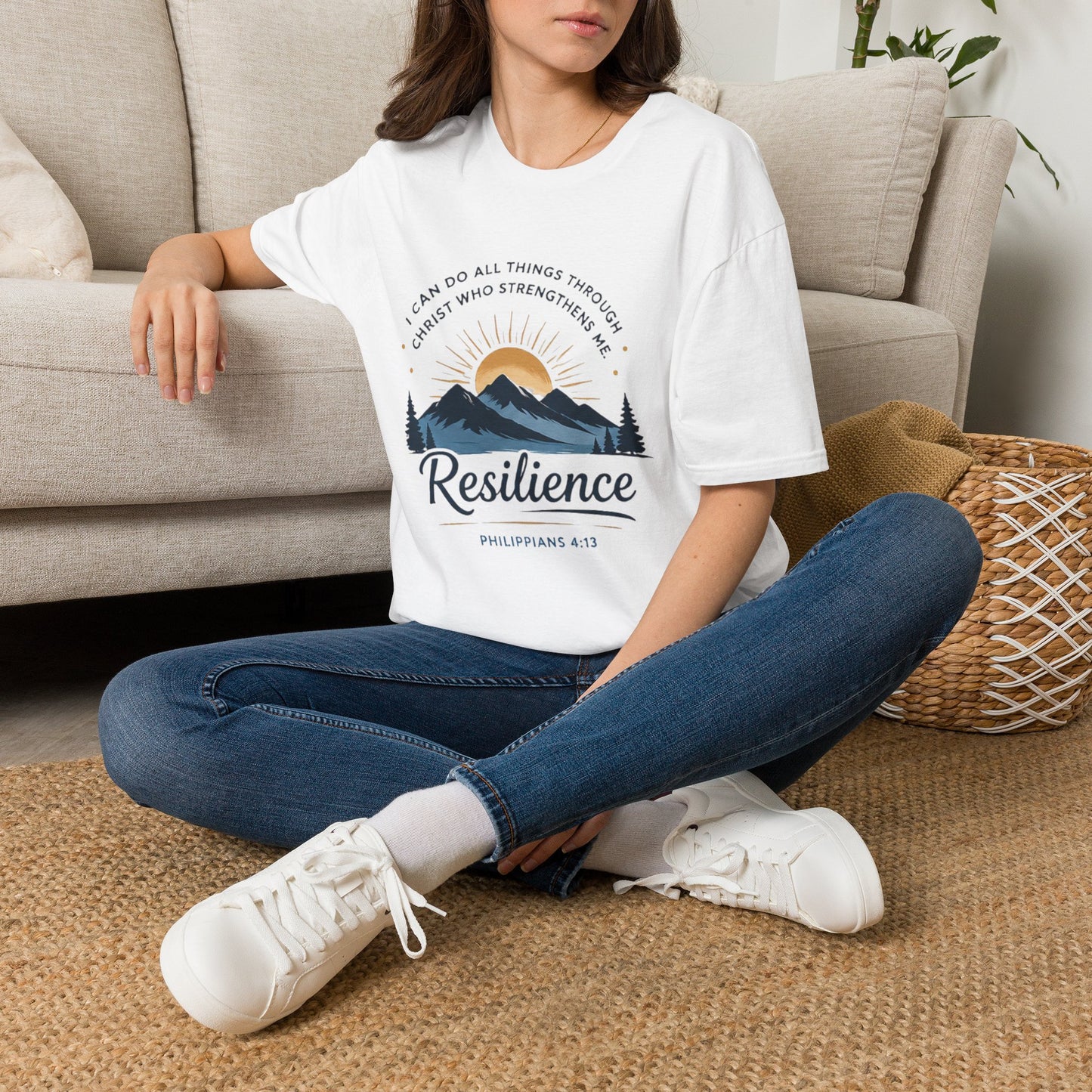 Resilience Mountain T‑Shirt — "I Can Do All Things Through Christ" Inspirational Christian Tee