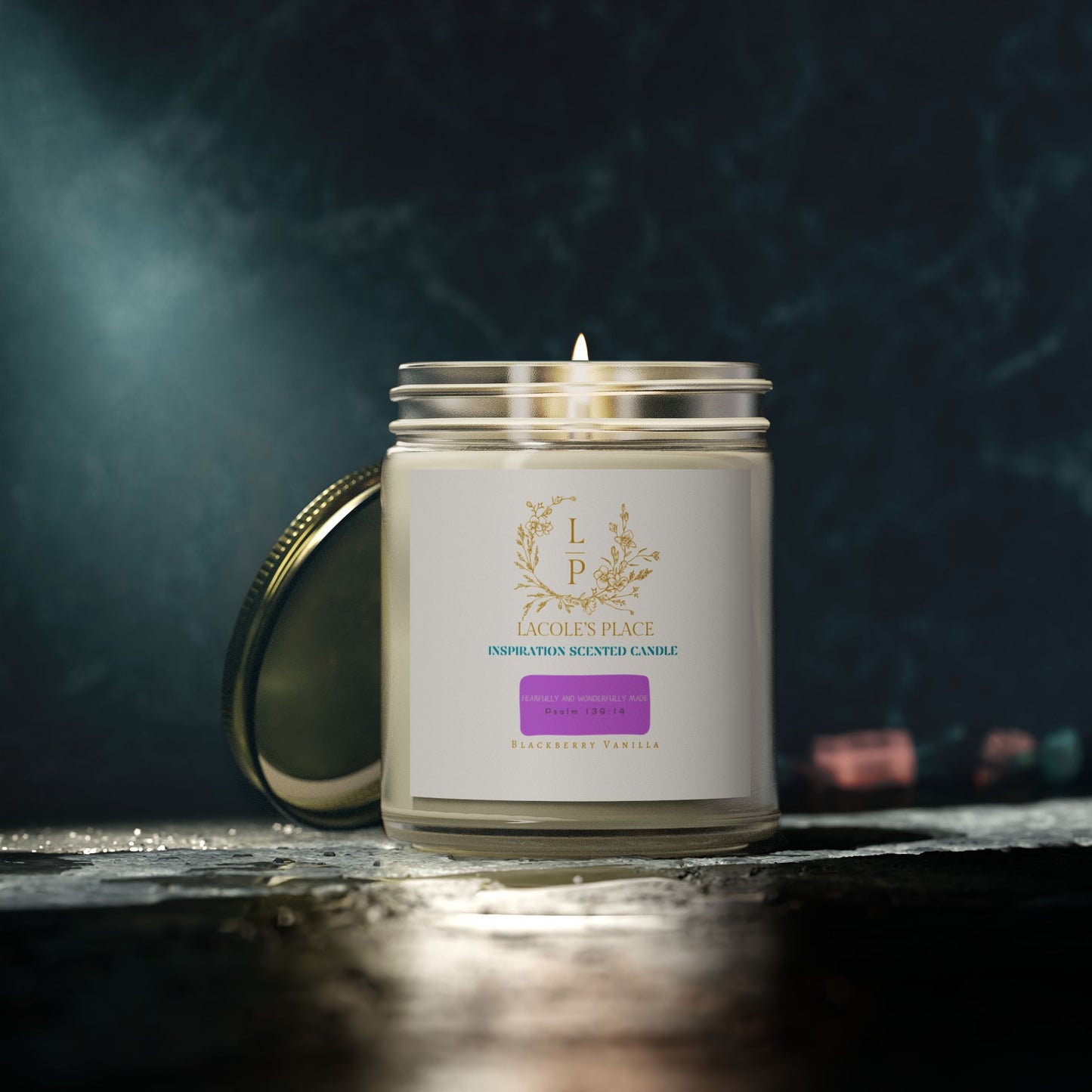 Inspiration Scented Candle (Blackberry Vanilla)- Coconut Apricot Wax (9oz) - Relaxing Home Ambiance