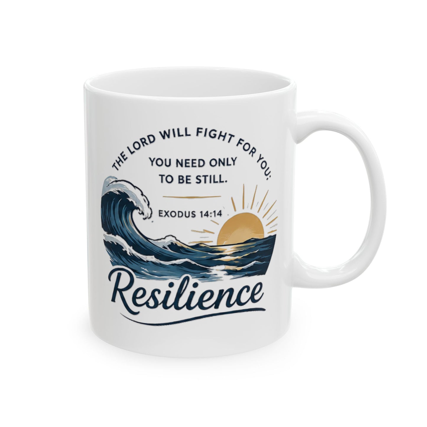 Resilience Ocean Ceramic Mug — Inspirational Sunrise & Wave 11oz/15oz