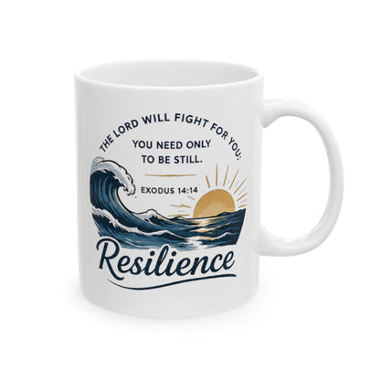 Resilience Ocean Ceramic Mug — Inspirational Sunrise & Wave 11oz/15oz