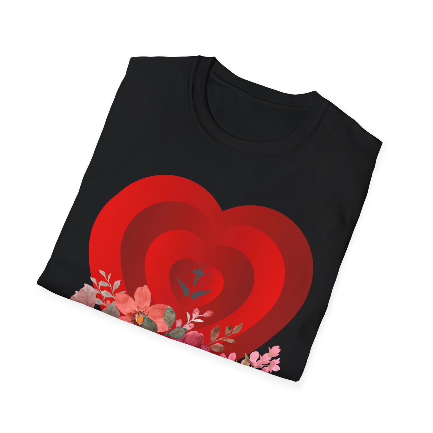 Romantic Floral Heart Unisex Softstyle T-Shirt