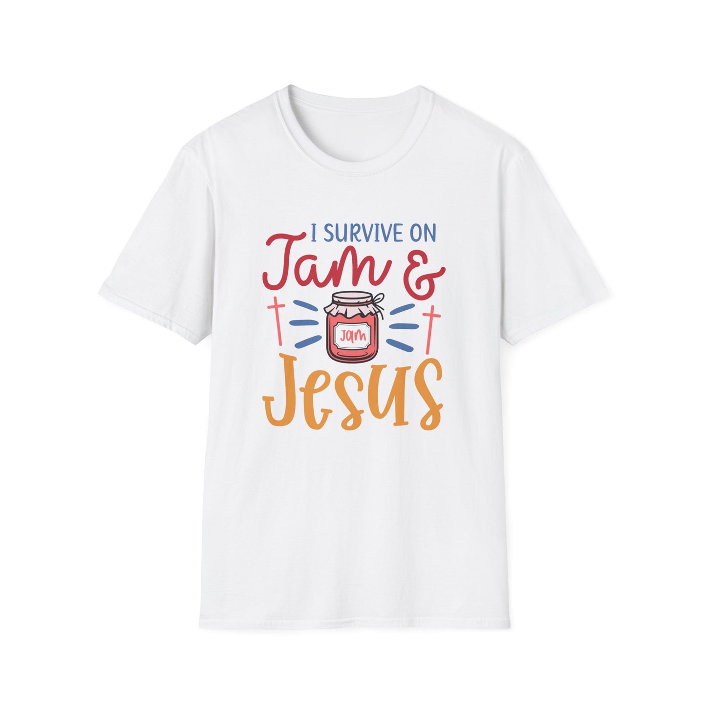 Jam & Jesus T-Shirt — I Survive on Jam & Jesus Christian Faith Tee