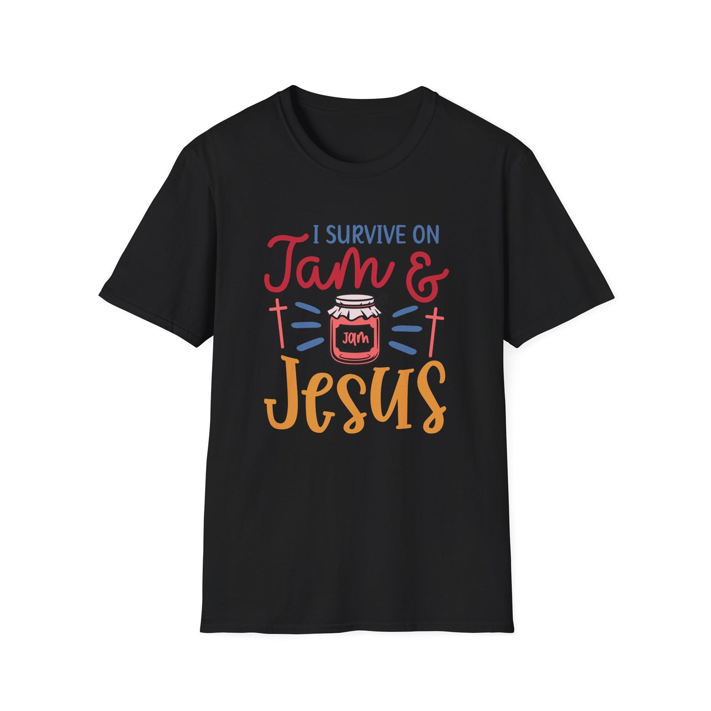 Jam & Jesus T-Shirt — I Survive on Jam & Jesus Christian Faith Tee