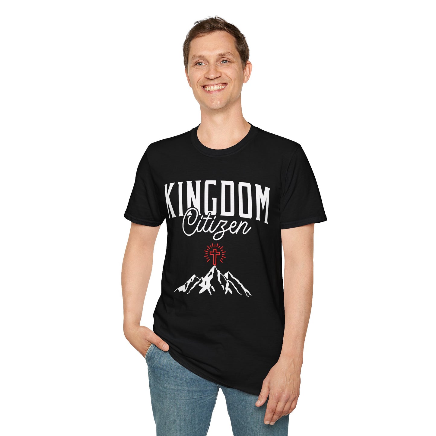 Kingdom Citizen Unisex Softstyle T-Shirt - Faith-Inspired Mountain Design