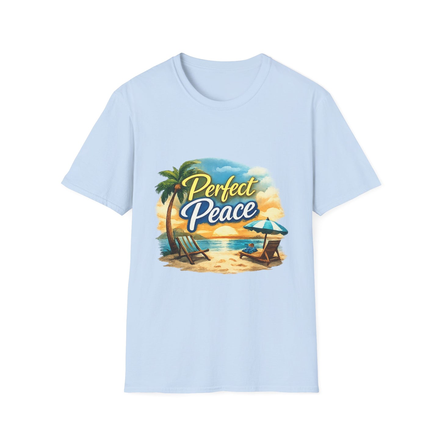 Perfect Peace Beach T-Shirt — Tropical Palm Sunset Graphic Tee