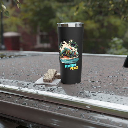 Tumbler with Tropical Design | Perfect Peace | Insulated Coffee Cup, Travel Mug, Vacation Gift, Summer Drinkware, Outdoor Adventures
