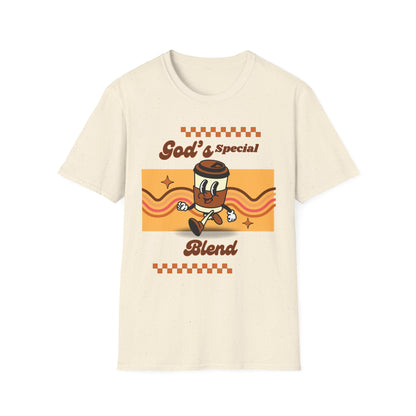 God's Special Blend Unisex Softstyle T-Shirt, Retro Coffee Tee, Fun Gift for Baristas, Casual Wear, Ideal for Birthdays