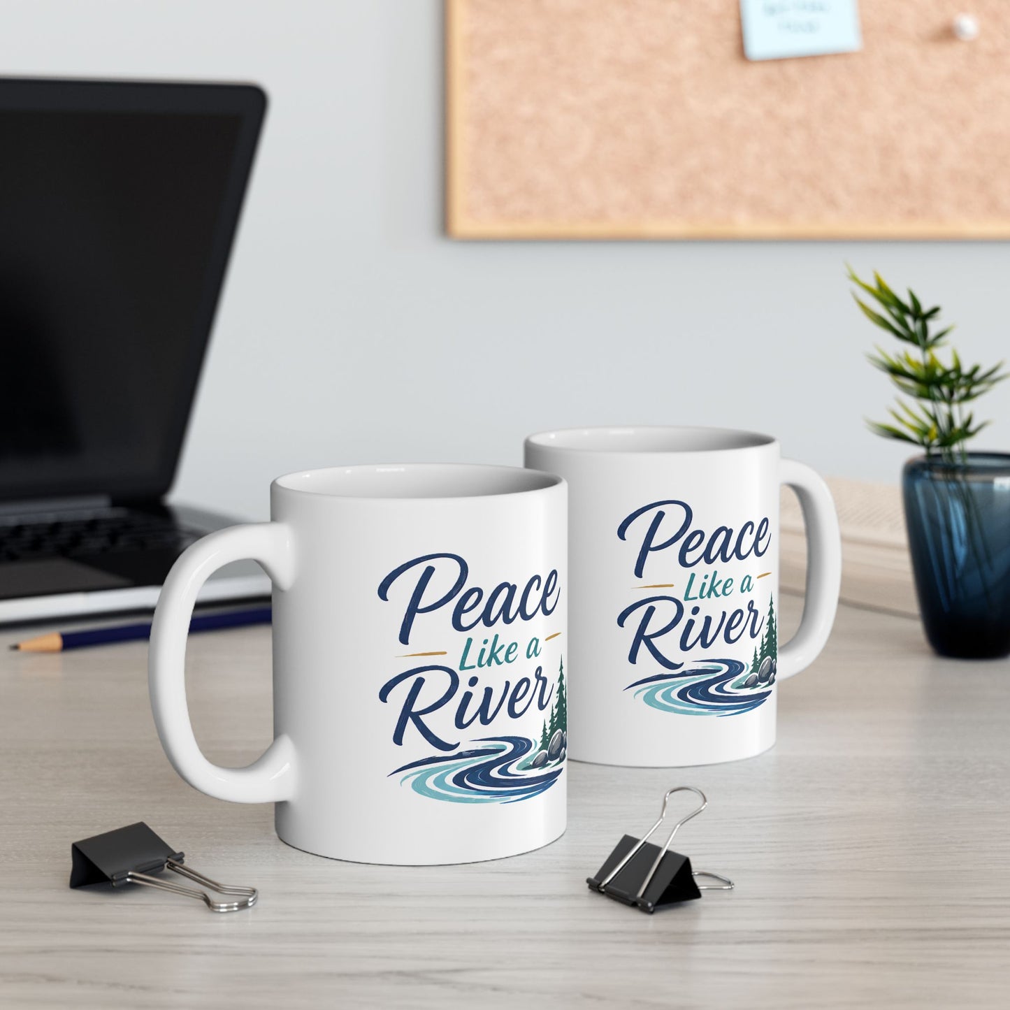 Peaceful River Ceramic Mug — Scenic Nature Coffee Cup (11oz, 15oz)