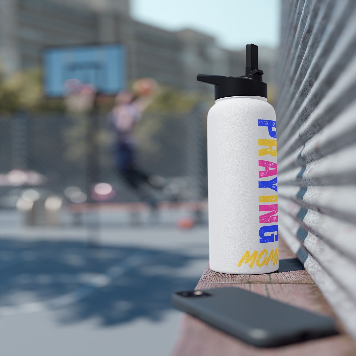 Praying Momma Stainless Steel Water Bottle – Colorful Vertical Faith Design