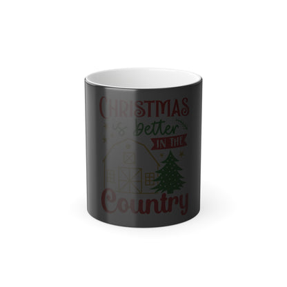 Color-Changing Mug — "Christmas Is Better in the Country" Holiday Farmhouse 11oz