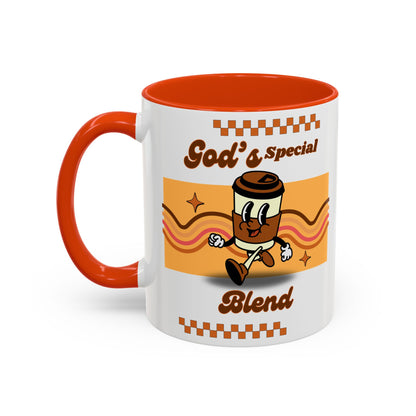 Colorful Coffee Mug with God's Special Blend Design, Unique Gift for Coffee Lovers, Fun Kitchenware, Retro Style Mug, Creative Collectible