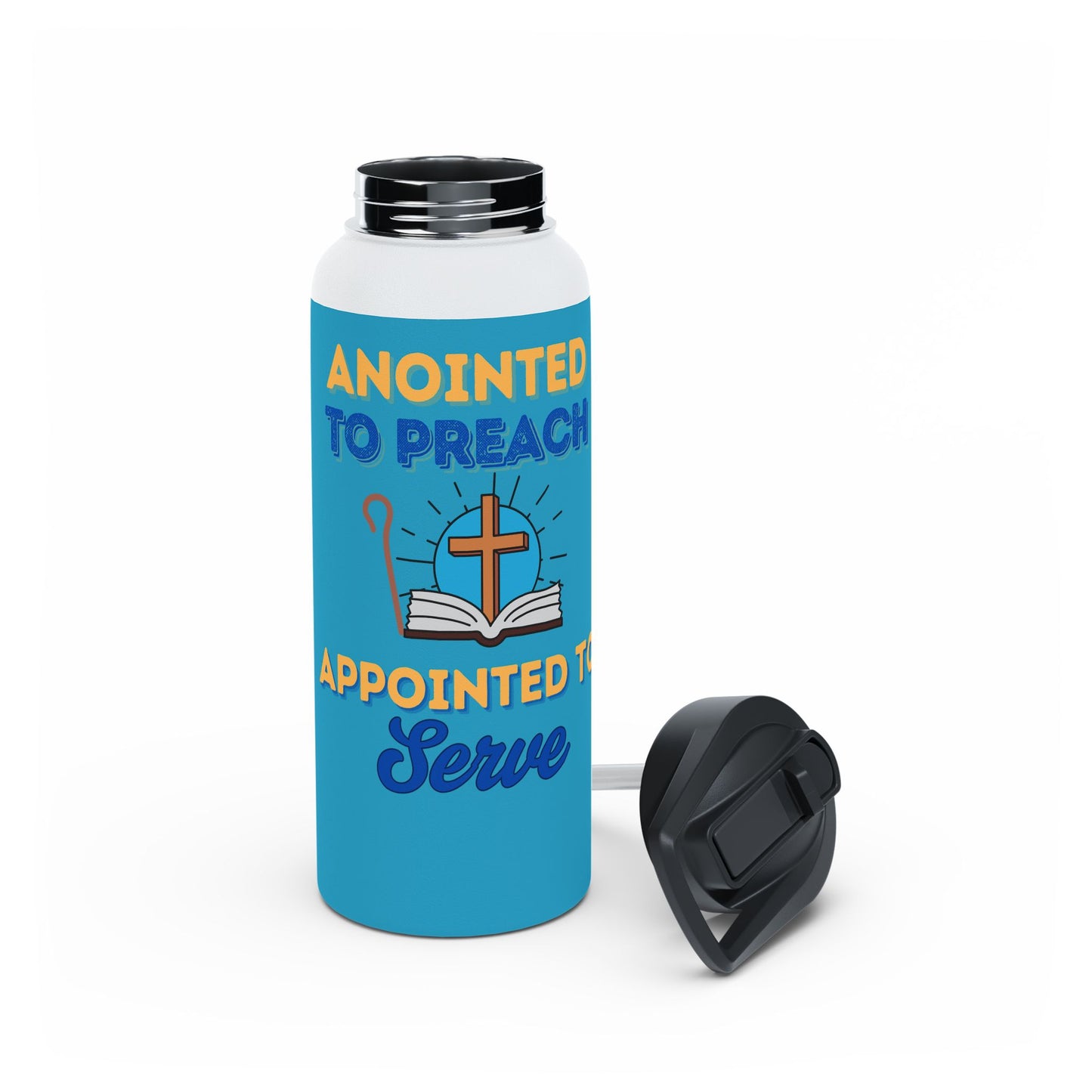 Anointed to Preach, Appointed to Serve Stainless Steel Water Bottle — Christian Faith Travel Bottle