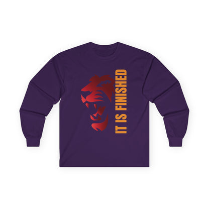 Inspirational Lion Long Sleeve Tee - "It Is Finished"