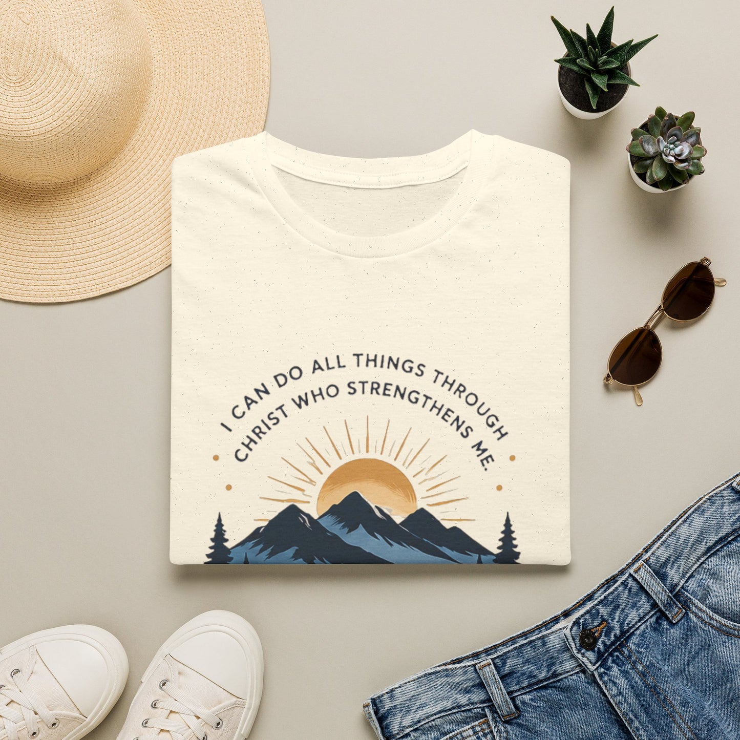 Resilience Mountain T‑Shirt — "I Can Do All Things Through Christ" Inspirational Christian Tee