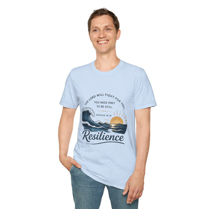 Resilience T-Shirt — "The Lord Will Fight for You" Exodus 14:14 Christian Tee