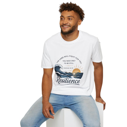 Resilience T-Shirt — "The Lord Will Fight for You" Exodus 14:14 Christian Tee