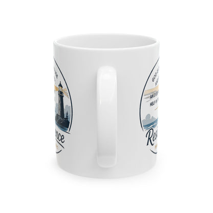 Resilience Lighthouse Ceramic Mug (11oz/15oz) — Inspirational Coastal Coffee Cup