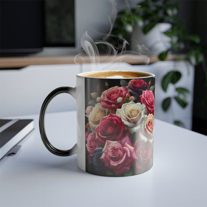 Color Morphing Floral Mug - 11oz - Elegant Rose Design for Home & Gifts