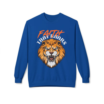 Lion Graphic Sweatshirt — "Faith That Roars" Bold Christian Crewneck