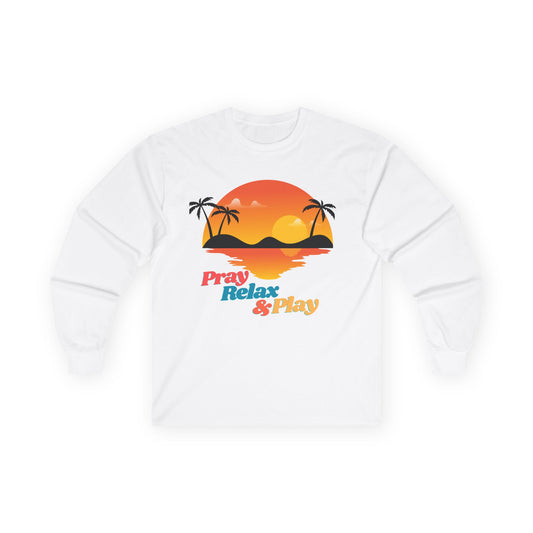 Tropical Long Sleeve Tee - 'Pray, Relax & Play'