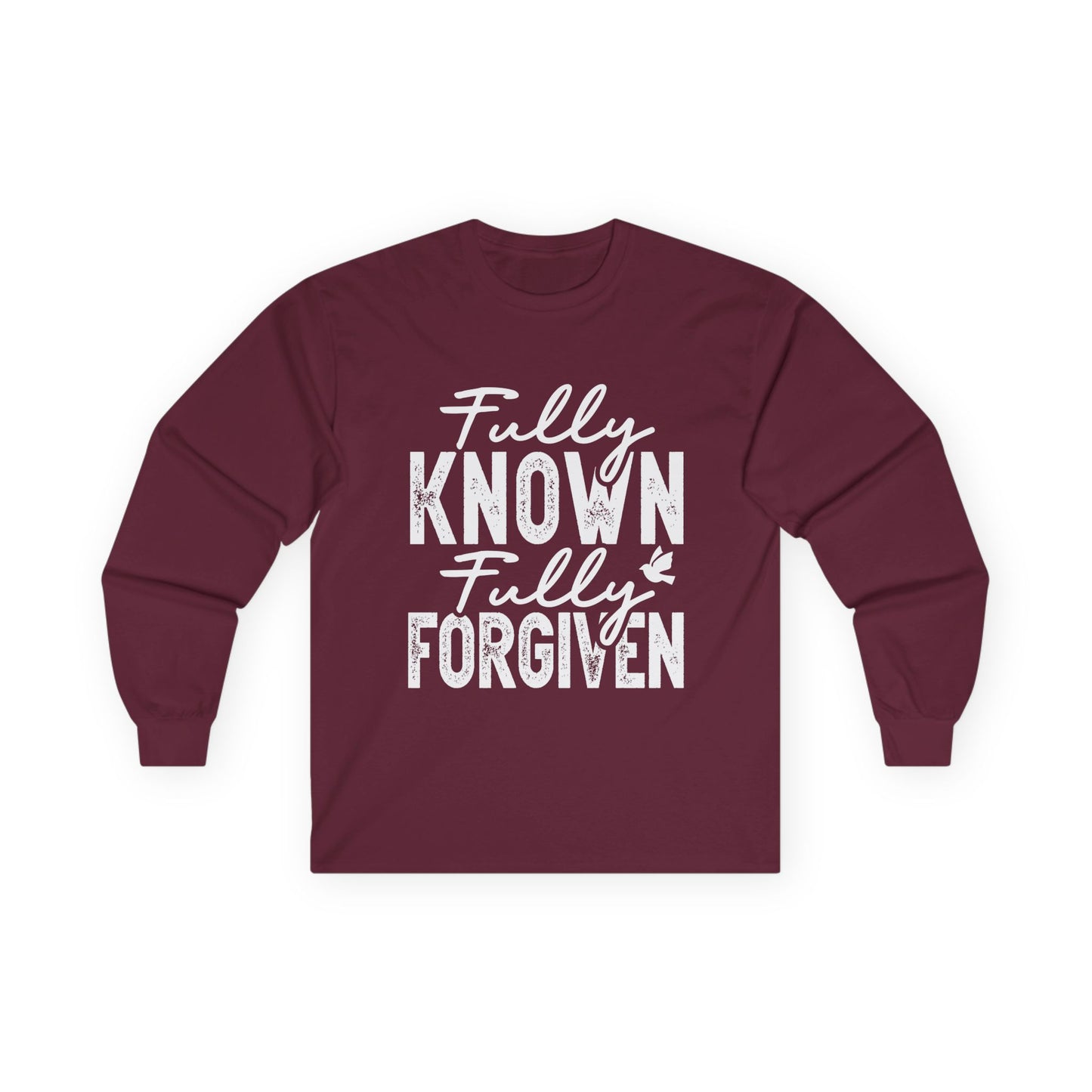 Fully Known Fully Forgiven Long Sleeve Tee - Unisex Cotton Shirt for Faith & Comfort