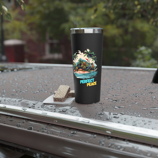 Tumbler with Tropical Design | Perfect Peace | Insulated Coffee Cup, Travel Mug, Vacation Gift, Summer Drinkware, Outdoor Adventures